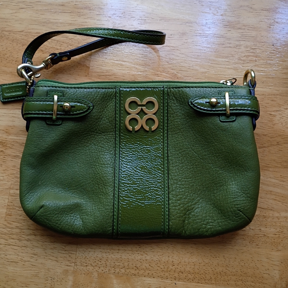 Coach Fabulous Olive Green Leather Handbag Small Logo Gold